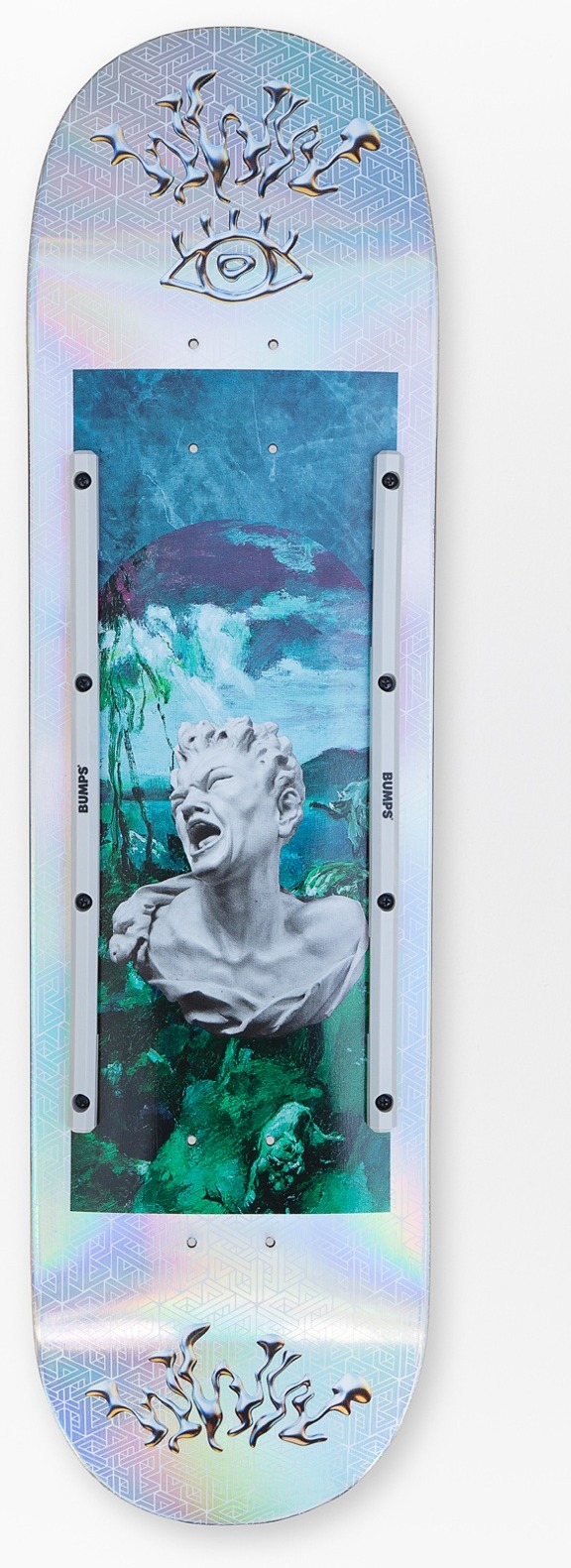 Grey BUMPS rails mounted on a holographic deck